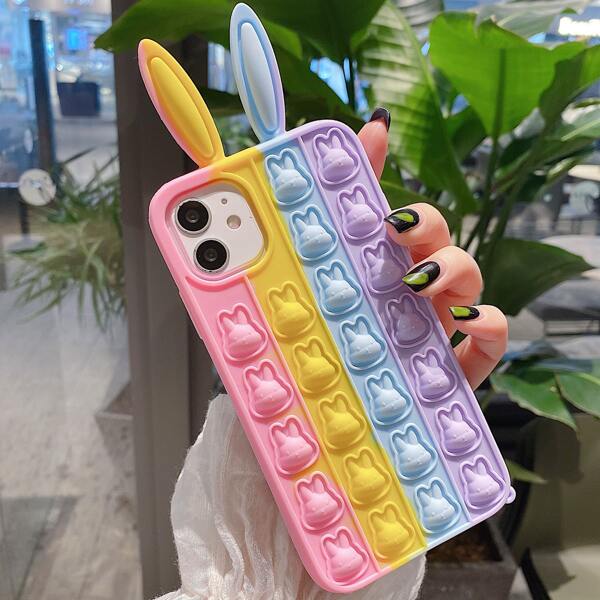 

Rabbit Push Pop Bubble Fidget Phone Case, Multicolor