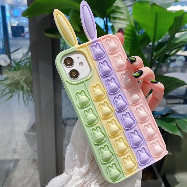

Rabbit Push Pop Bubble Fidget Phone Case, Multicolor