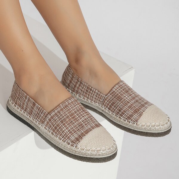 

Splicing Canvas Espadrille Flats, Camel
