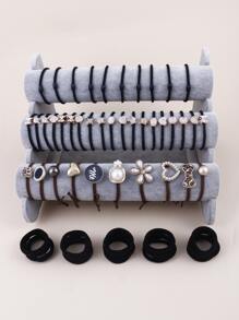 60入組人造珍珠裝飾髮圈 - 彩色 - 查看 2