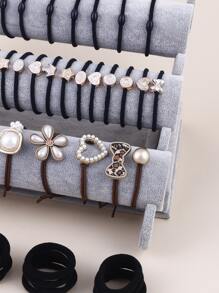 60入組人造珍珠裝飾髮圈 - 彩色 - 查看 3