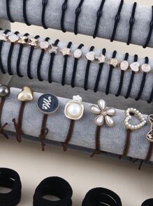 60入組人造珍珠裝飾髮圈 - 彩色 - 查看 4