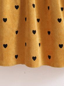 Cô gái Tween In Trái tim Xếp nếp Cái cổ Vải to sợi Váy Smock - Màu vàng - Xem 3