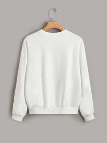 SHEIN Teen Girls Cartoon Print Drop Shoulder Sweatshirt - White - View 2
