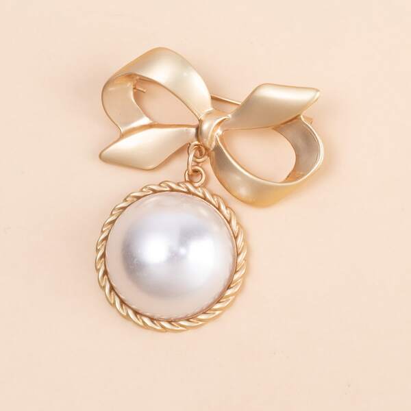 

Faux Pearl & Bow Decor Brooch, Multicolor
