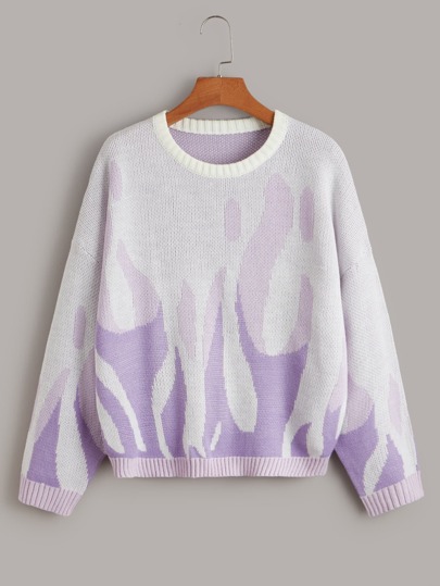 SHEIN セーター 炎パターン ドロップショルダー | SHEIN JAPAN