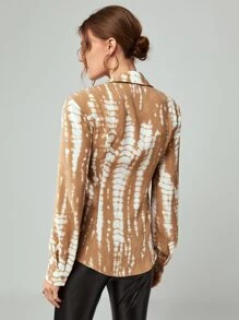 SHEIN Unity Áo sơ mi Nhuộm buộc Nút phía trước - Nhiều màu - Xem 2