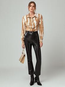 SHEIN Unity Áo sơ mi Nhuộm buộc Nút phía trước - Nhiều màu - Xem 3