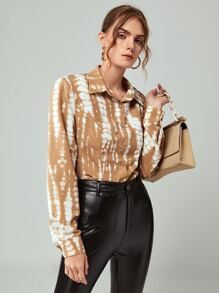 SHEIN Unity Áo sơ mi Nhuộm buộc Nút phía trước - Nhiều màu - Xem 5