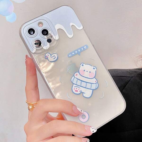 

Cartoon Bear Clear Phone Case, Multicolor