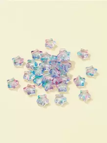 30pcs/bag Glass Beads, Star, Colorful