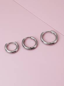 3 bông tai nam bằng thép không gỉ thời trang và phổ biến để làm quà tặng trang sức và cho vẻ ngoài sành điệu - Bạc - Xem 2