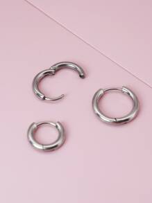 3 bông tai nam bằng thép không gỉ thời trang và phổ biến để làm quà tặng trang sức và cho vẻ ngoài sành điệu - Bạc - Xem 3