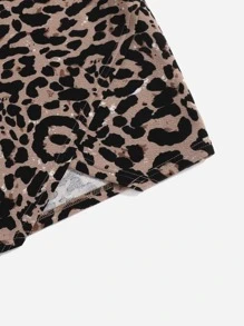 SHEIN Girls Leopard Print Tulip Hem Dress - Multicolor - View 4