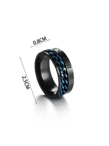 Anillo de decoración de diamantes de imitación para hombre de moda y popular de acero inoxidable para regalo de joyería y para un aspecto elegante - Multicolor - Ver 3