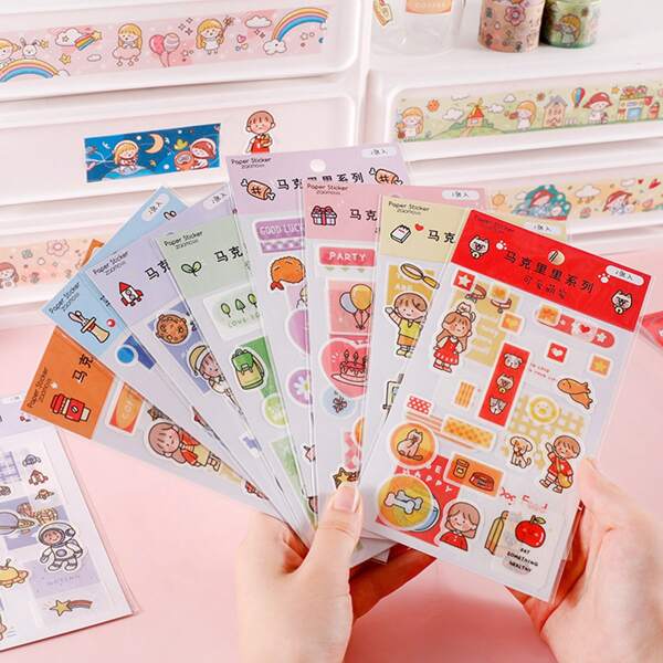 

2pcs Cartoon Graphic Random Sticker, Multicolor