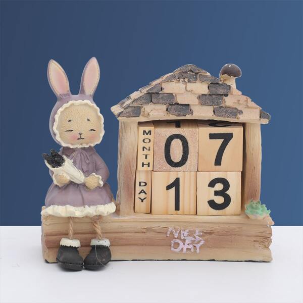

1pc Rabbit Calendar Art Decoration, Multicolor