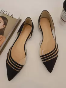 Fall/Winter New Transparent Pointed Toe Casual Slip-On Flat Loafers, Comfortable Women Shoes - Black - View 2