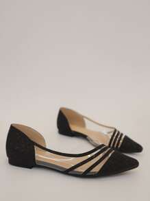 Fall/Winter New Transparent Pointed Toe Casual Slip-On Flat Loafers, Comfortable Women Shoes - Black - View 3