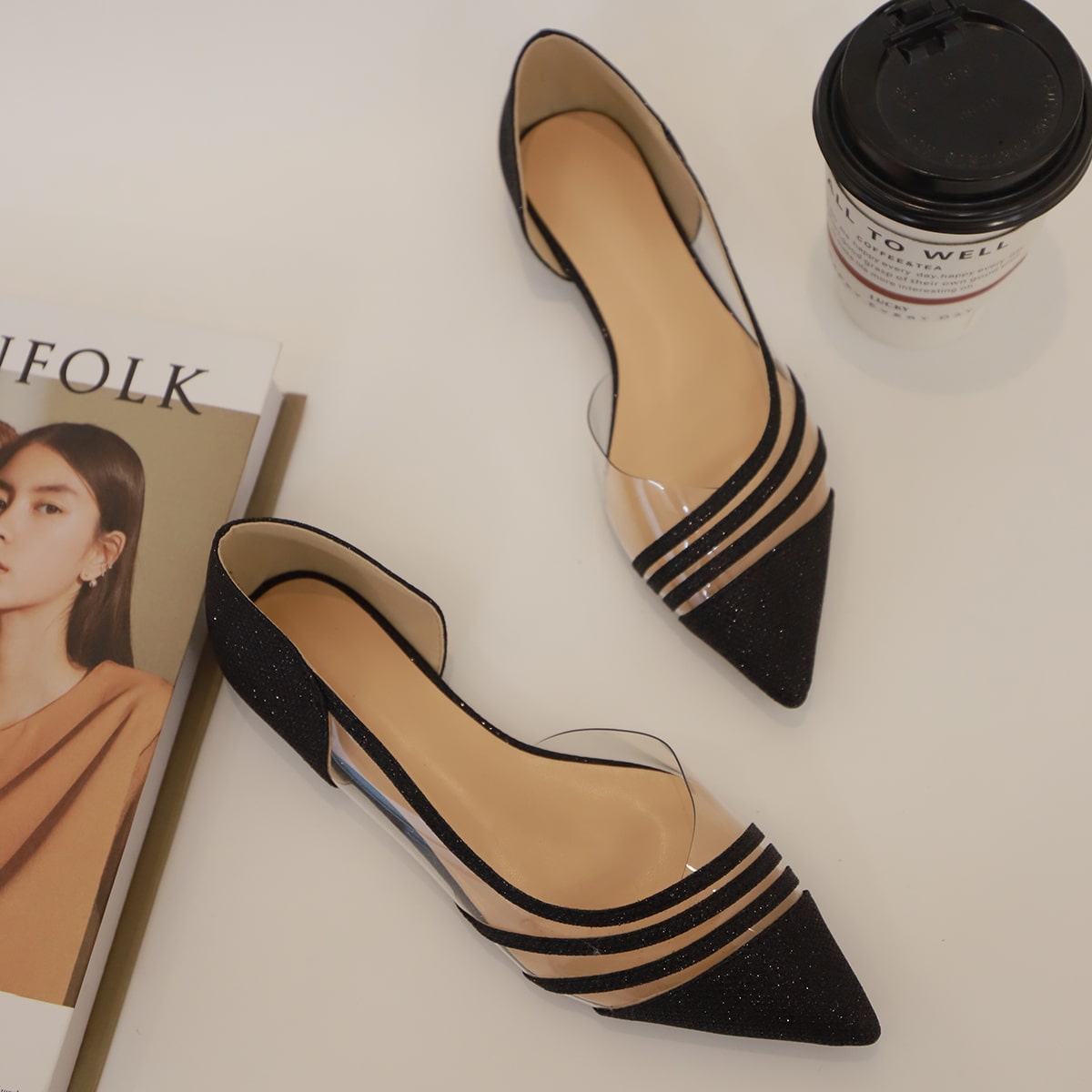Nuevos mocasines planos de punta transparente y casual para otoño/invierno, zapatos cómodos para mujeres