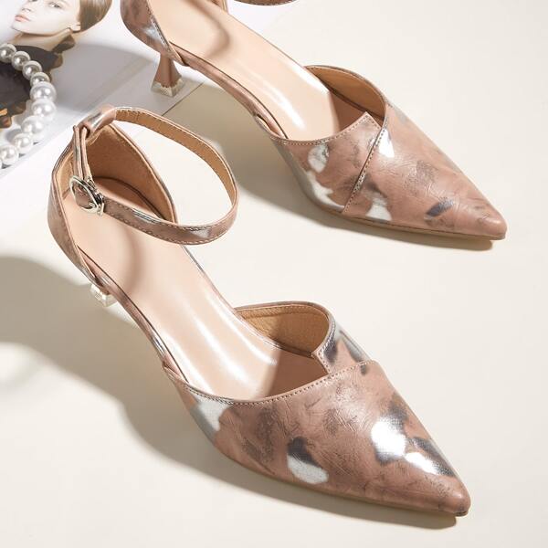 

Metallic Detail Ankle Strap Pumps, Pink