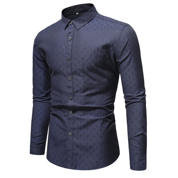 

Men Allover Print Patched Pocket Shirt, Navy blue