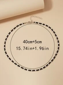 Two Tone Beaded Necklace - Black and White - View 3