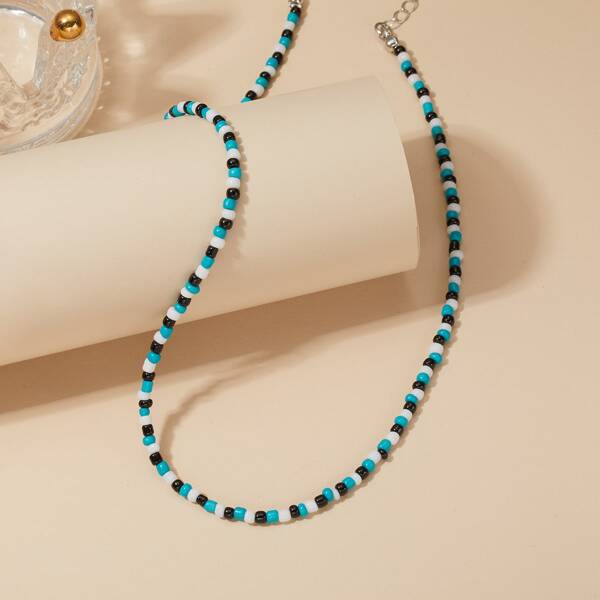 

Color Block Beaded Necklace, Multicolor