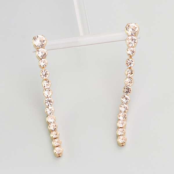 

Rhinestone Decor Drop Earrings, Gold