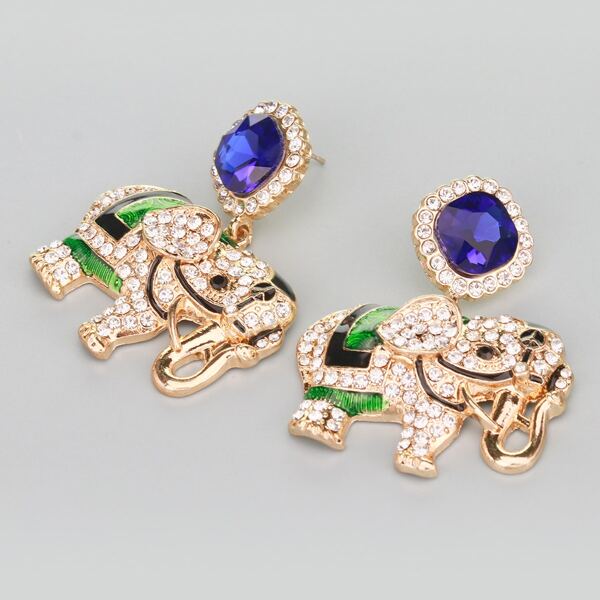 

Rhinestone Elephant Decor Drop Earrings, Multicolor
