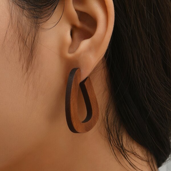 

Geometric Design Earrings, Brown