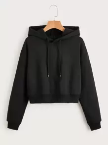 INAWLY Hoodie Chất rắn Dây rút Mùa vụ Lót nhiệt - màu đen - Xem 1