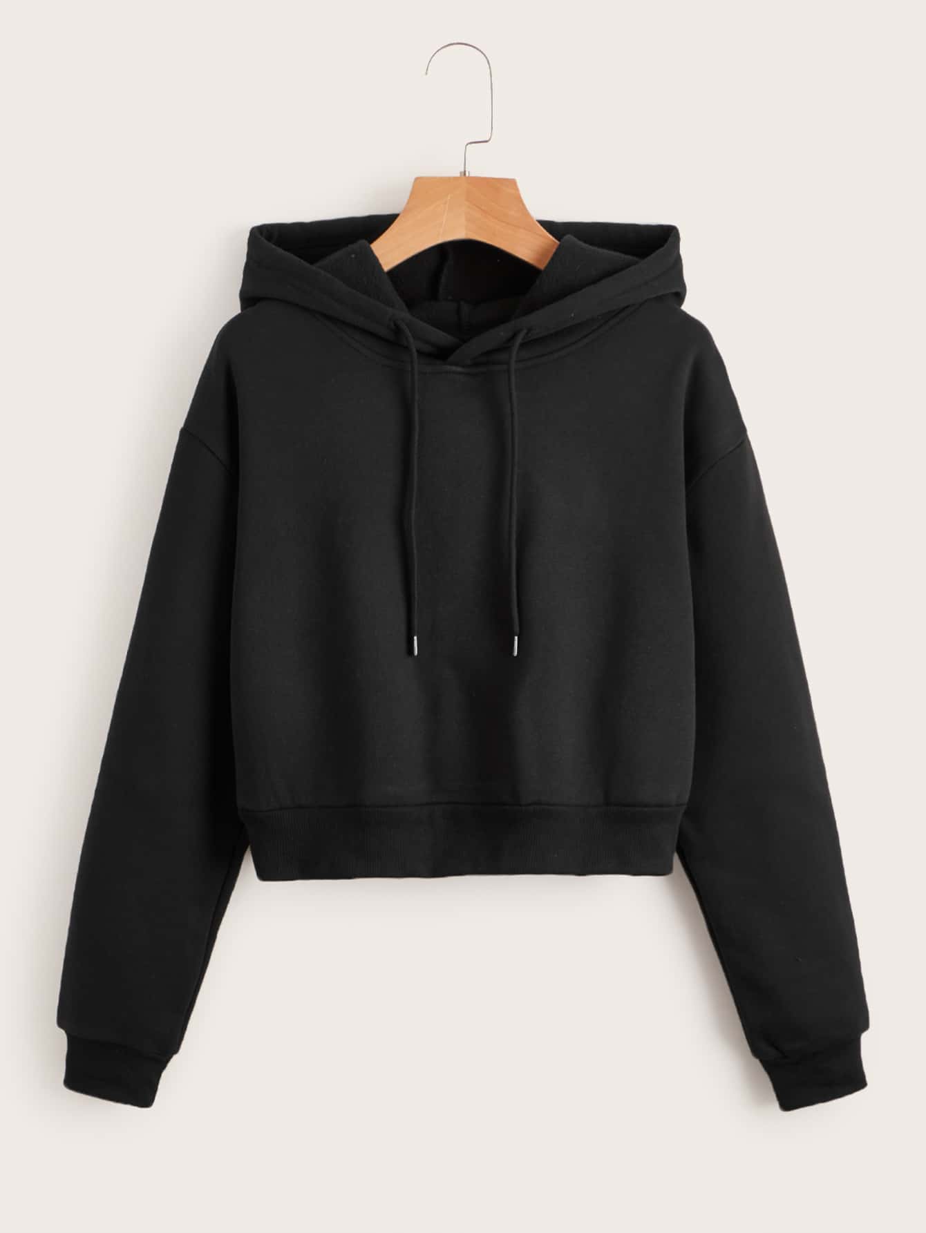INAWLY Hoodie Chất rắn Dây rút Mùa vụ Lót nhiệt - màu đen - Xem 1