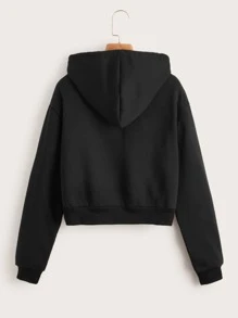 INAWLY Hoodie Chất rắn Dây rút Mùa vụ Lót nhiệt - màu đen - Xem 2