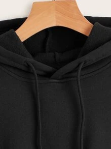 INAWLY Hoodie Chất rắn Dây rút Mùa vụ Lót nhiệt - màu đen - Xem 3