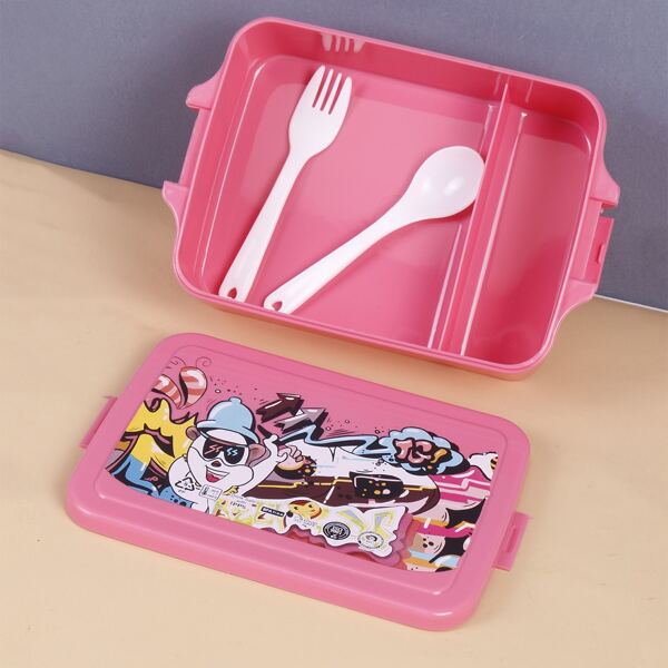 

1set Cartoon Graphic Lunch Box, Multicolor