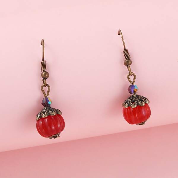 

Bead Drop Earrings, Red