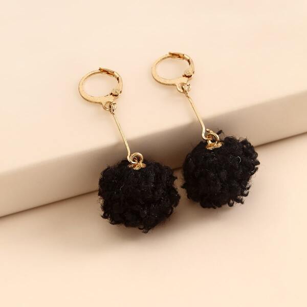 

Pom-pom Drop Earrings, Black