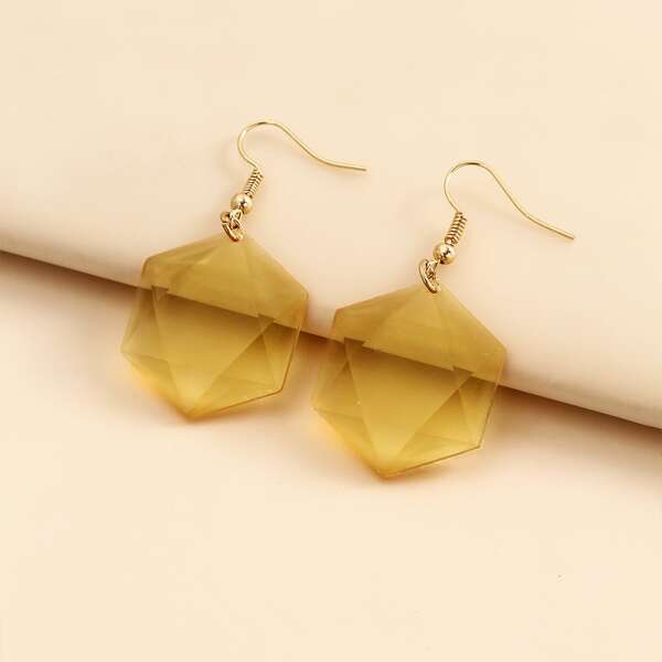 

Resin Geometric Drop Earrings, Yellow