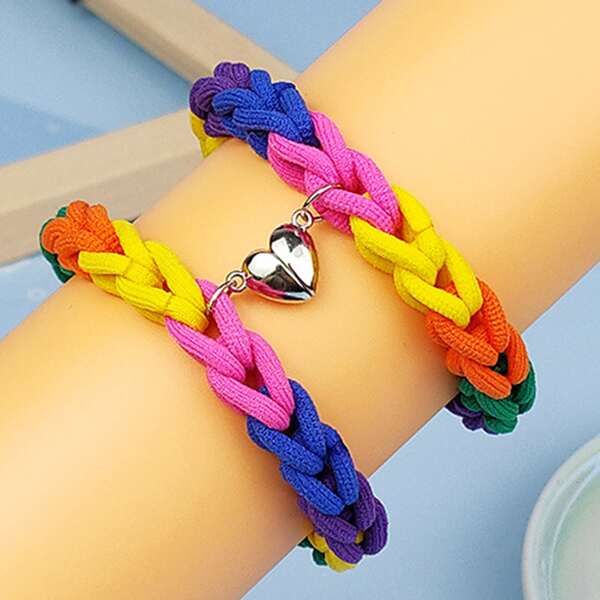 

2pcs Braided Bracelet, Multicolor