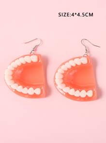 Fake Teeth Design Halloween Earrings - Multicolor - View 2