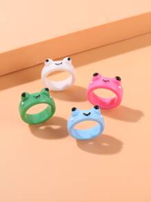 4 piezas Anillo con diseño de rana - Multicolor - Ver 1