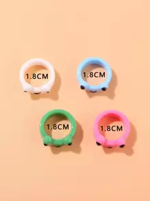 4 piezas Anillo con diseño de rana - Multicolor - Ver 3
