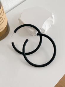 1 Cặp bông tai hình chữ C sơn mài nhiều màu sắc thời trang phóng đại - màu đen - Xem 12