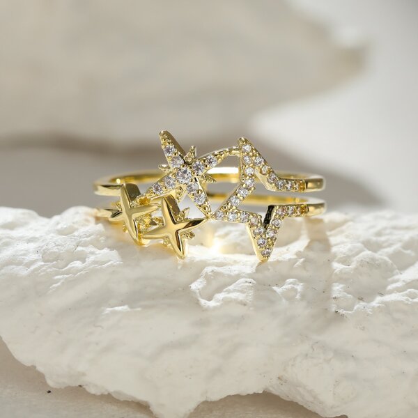 

18K Gold Plated Star Decor Cuff Ring
