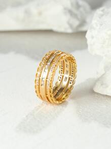 1pc Vintage Lace Floral Edge Ring - Yellow Gold - View 2