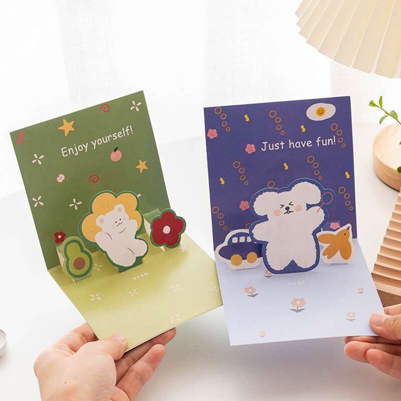 

1set Cartoon Graphic Random Greeting Card, Multicolor