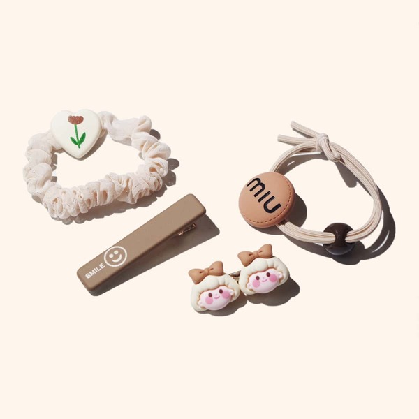 

4pcs Toddler Girls Figure Decor Hair Accessory, Multicolor