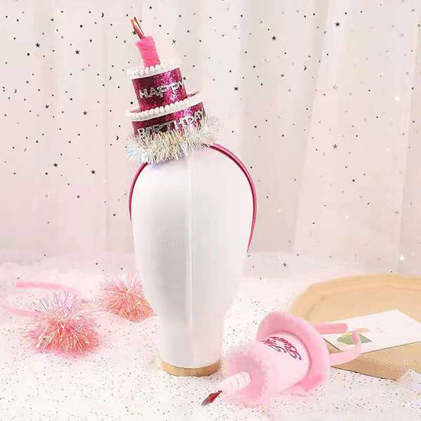

Girls Birthday Cake Decor Hair Hoop, Hot pink