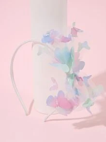 1件梦幻渐变蝴蝶网纱发箍，防滑发带，适合女孩，柔软款式，适合拍照，必备发饰 - 彩色 - 查看 1